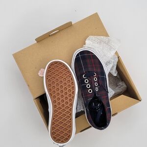 Vans Authentic Boys Plaid Dress Blue canvas sz 12